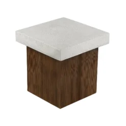 Christopher Knight Home Ashmore Outdoor Lightweight Concrete Square Side Table, Antique White/Natural
