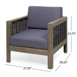 Christopher Knight Home Luna Outdoor Acacia And Wicker Club Chair Gray/Mixed Gray/Dark Gray -Ckhome2u Store GUEST 025e52e2 8a7d 4c94 a501 1c8c4700899a
