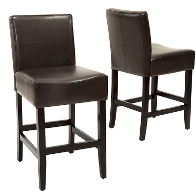 Set Of 2 25.5" Lopez Leather Counter Height Barstools - Christopher Knight Home 5 Set Of 2 25.5" Lopez Leather Counter Height Barstools - Christopher Knight Home - Image 5