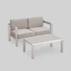Aviara 2pc Aluminum Patio Loveseat & Coffee Table Set - Khaki - Christopher Knight Home -Ckhome2u Store GUEST 03184ac9 93a0 4449 9e5a 40d756102278