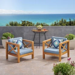 Brava 2pk Acacia Wood Club Chairs - Teak/Blue - Christopher Knight Home: Mid-Century Modern, Weather-Resistant 8 Brava 2pk Acacia Wood Club Chairs - Teak/Blue - Christopher Knight Home: Mid-Century Modern, Weather-Resistant -Ckhome2u Store GUEST 0421ef13 6b8e 4499 8750 853eafd94abf