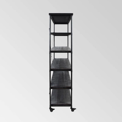 68" Farrells Industrial 5 Shelf Bookcase Gray - Christopher Knight Home 2 68" Farrells Industrial 5 Shelf Bookcase Gray - Christopher Knight Home - Image 2