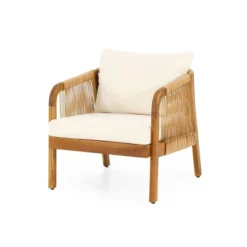Christopher Knight Home Jabe Outdoor Acacia Wood And Wicker Club Chair With Cushions -Ckhome2u Store GUEST 051e3198 684e 44cf bc0c cd3358f30f5c