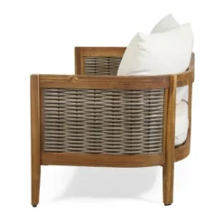 Christopher Knight Home 2pc Burchett Acacia Wood And Rattan Outdoor Loveseat And Coffee Table Set With Cushions -Ckhome2u Store GUEST 05a80f94 d0cb 4d68 aced 5c9544ee779b