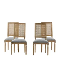 Christopher Knight Home Brownell French Country Wood And Cane Upholstered Dining Chairs (Set Of 4) -Ckhome2u Store GUEST 09052453 383c 4e5f af72 9b897b1c7278