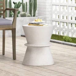 Christopher Knight Home Cambio Outdoor Lightweight Concrete Side Table, Antique White -Ckhome2u Store GUEST 0b4d5aef 3042 40ae a91d e51ba1f536d9