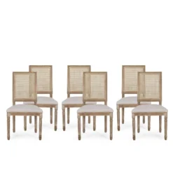 Christopher Knight Home Brownell French Country Wood And Cane Upholstered Dining Chairs (Set Of 6) -Ckhome2u Store GUEST 0c69ee2e 6693 4a9c a147 98fa39fffb49