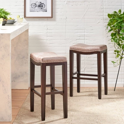 Set Of 2 Tiffin Contemporary Studded Barstools Gray - Christopher Knight Home 1 Set Of 2 Tiffin Contemporary Studded Barstools Gray - Christopher Knight Home