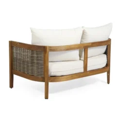 Christopher Knight Home 2pc Burchett Acacia Wood And Rattan Outdoor Loveseat And Coffee Table Set With Cushions -Ckhome2u Store GUEST 0e059835 9b90 4829 a871 a4d913e82a97