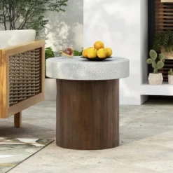 Christopher Knight Home Aurelia Outdoor Lightweight Concrete Round Side Table, Antique White/Natural -Ckhome2u Store GUEST 0e8fc72e 1204 4c88 b5aa 1c9600bed757