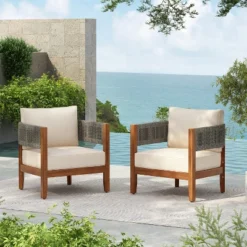 Christopher Knight Home Monroe Patio Modern Acacia Wood Club Chair With Cushions -Ckhome2u Store GUEST 0f2bfe32 b91c 42dc be36 3e2d9ede6564