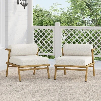 Christopher Knight Home Gretel Outdoor Modern Iron Upholstered Armless Club Chair (Set Of 2) 8 Christopher Knight Home Gretel Outdoor Modern Iron Upholstered Armless Club Chair (Set Of 2) - Image 8