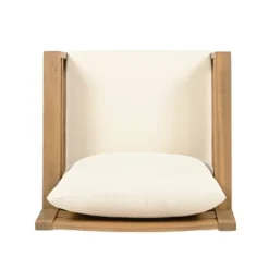 Christopher Knight Home Barnaby Outdoor Acacia Wood Slat Design Upholstered Club Chair, Beige -Ckhome2u Store GUEST 1481f93b c7e4 47d7 b178 176b859d7f6b