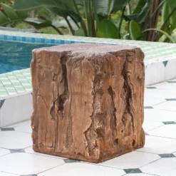 Christopher Knight Home Kuki Rustic Outdoor Stump Shape Lightweight Concrete Side Table