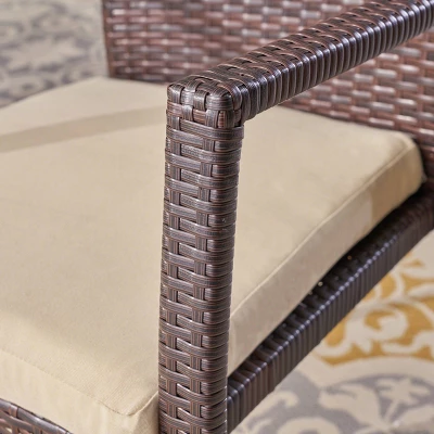 Baldwin 5pc Acacia Wood & Wicker Dining Set - Teak/Brown/Cream - Christopher Knight Home 4 Baldwin 5pc Acacia Wood & Wicker Dining Set - Teak/Brown/Cream - Christopher Knight Home - Image 4