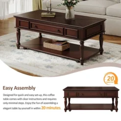 Christopher Knight Home Sana Retro Rubberwood Coffee Table With One Drawer, Shelf And Lockable Wheels -Ckhome2u Store GUEST 16dacbda 843c 4c62 8139 ba3303a9c98f