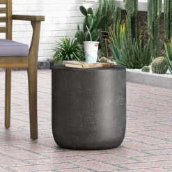 Christopher Knight Home Akin Outdoor Lightweight Concrete Side Table, Matte Black