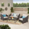 Christopher Knight Home Antibes Outdoor Wicker 4 Seater Chat Set With Cushions, Gray/Light Gray -Ckhome2u Store GUEST 19132eda 813a 4f5f 9a2c 035a18745fc3