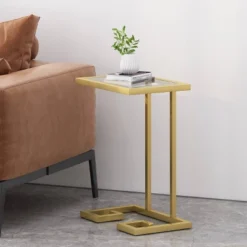 Hickson Modern Glam C Shaped End Table Gold - Christopher Knight Home