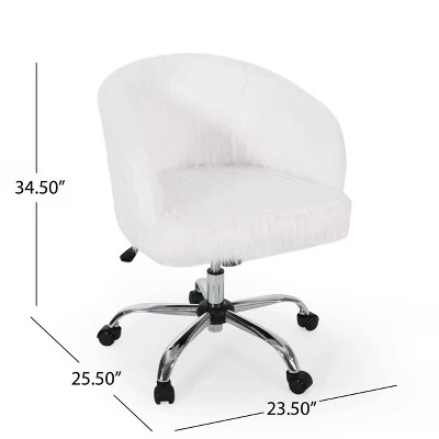Syosset Modern Glam Swivel Office Chair White/Silver - Christopher Knight Home 9 Syosset Modern Glam Swivel Office Chair White/Silver - Christopher Knight Home - Image 9