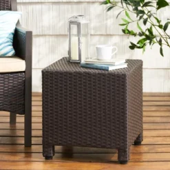 Christopher Knight Home Puerta Outdoor Wicker Cube Side Table