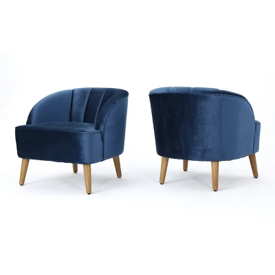 Set Of 2 Amaia Modern New Velvet Club Chair - Christopher Knight Home 5 Set Of 2 Amaia Modern New Velvet Club Chair - Christopher Knight Home - Image 5