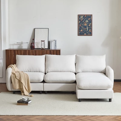 Christopher Knight Home Acker 4 Pieces Modern L Shape Upholstered Sectional Sofa Set, White 1 Christopher Knight Home Acker 4 Pieces Modern L Shape Upholstered Sectional Sofa Set, White