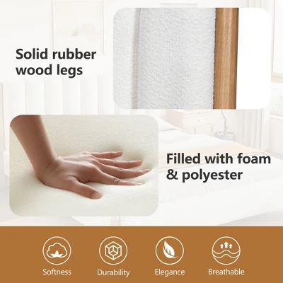 Christopher Knight Home Witt Modern Wood Boucle Platform Bed With Vertical Stripes Headboard, White 5 Christopher Knight Home Witt Modern Wood Boucle Platform Bed With Vertical Stripes Headboard, White - Image 5