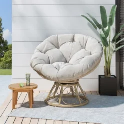 35"W Patio Accent Chair Swivel Chair Wicker Lounge Chair With Cushion, Bowl-shaped Design And Rattan Frame, For Balcony Garden-Christopher Knight Home -Ckhome2u Store GUEST 22e07184 1506 4454 9c98 aa94040da9ad