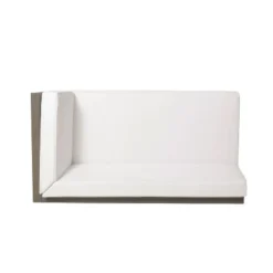 2pc Brava Outdoor Acacia Wood Right Arm Loveseat & Coffee Table With Cushion Gray/White - Christopher Knight Home -Ckhome2u Store GUEST 24bbecac 16ef 4a10 958a 998136c003f3