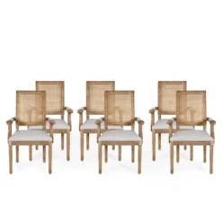 Set Of 6 Maria French Country Wood And Cane Upholstered Dining Chairs - Christopher Knight Home -Ckhome2u Store GUEST 26718f91 c162 4655 ab78 cca898990f21
