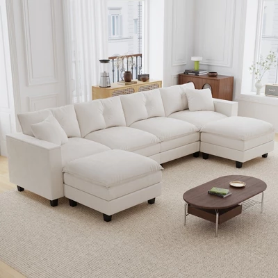Christopher Knight Home Kreth 137" Modern 4-Seater Chenille Upholstered U-Shaped Sectional Sofa With Armrest Storage 1 Christopher Knight Home Kreth 137" Modern 4-Seater Chenille Upholstered U-Shaped Sectional Sofa With Armrest Storage