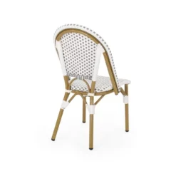 Elize 2pk Outdoor French Bistro Chairs - Gray/White/Bamboo - Christopher Knight Home -Ckhome2u Store GUEST 2ab45eb3 d5f8 4956 b59c 20f550620907