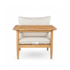 Christopher Knight Home Kari Patio Acacia Wood Slatted Club Chair With Water-Resistant Cushions, Beige/Light Teak -Ckhome2u Store GUEST 2be1dc38 0aa1 428b bb28 5b478bb62629