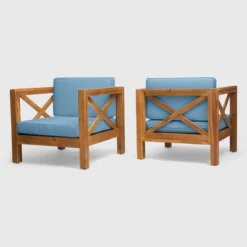 Brava 2pk Acacia Wood Club Chairs - Teak/Blue - Christopher Knight Home: Mid-Century Modern, Weather-Resistant 9 Brava 2pk Acacia Wood Club Chairs - Teak/Blue - Christopher Knight Home: Mid-Century Modern, Weather-Resistant -Ckhome2u Store GUEST 2c01e580 cd9f 4b1b aaf9 efd6312cf719