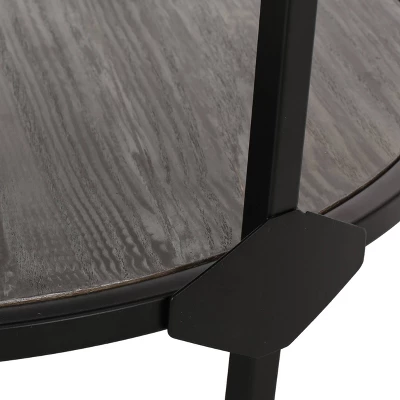 Cedarhurst Modern Industrial Round Coffee Table Gray/Black - Christopher Knight Home: Sturdy Iron Frame, Open Shelf 6 Cedarhurst Modern Industrial Round Coffee Table Gray/Black - Christopher Knight Home: Sturdy Iron Frame, Open Shelf - Image 6
