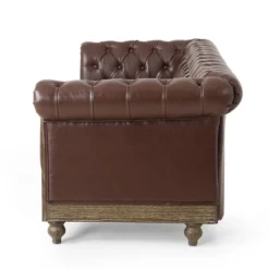 Castalia Chesterfield Tufted 3 Seater Sofa With Nailhead Trim Dark Brown/Natural - Christopher Knight Home -Ckhome2u Store GUEST 2ec34203 f020 47f9 bd5c 934690e85999