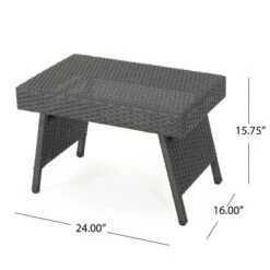 Christopher Knight Home 2pc Salem Outdoor Folding Side Table Wicker Gray