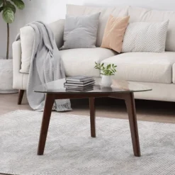 Wasco Mid-Century Modern Coffee Table With Glass Top - Christopher Knight Home