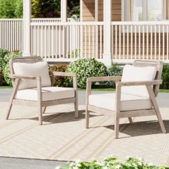 Christopher Knight Home Terry Patio Rustic Acacia Wood Club Chair With Water Resistant Cushions (Set Of 2) -Ckhome2u Store GUEST 3214424e b32c 4980 904a 59fe8898d0b6