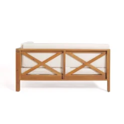 2pc Brava Outdoor Acacia Wood Right Arm Loveseat & Coffee Table With Cushion Teak/Beige - Christopher Knight Home -Ckhome2u Store GUEST 32593c98 5b63 4fbc 8b1e 15b62ccd0123