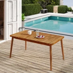 Christopher Knight Home Farrah Outdoor Acacia Wood Salt Design 6 Seater Dining Table -Ckhome2u Store GUEST 3312f718 94e7 487f 920c 5318aeb57c01