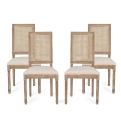 Christopher Knight Home Brownell French Country Wood And Cane Upholstered Dining Chairs (Set Of 4) -Ckhome2u Store GUEST 339ede81 91ab 4d0d b2e9 12227a87509a