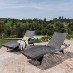 Thira 2pk Wicker Chaise Lounge Brown - Christopher Knight Home: Aluminum Frame, Weather-Resistant, No Assembly Required