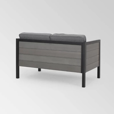 Jax 2pc Faux Wood Loveseat Set - Gray - Christopher Knight Home 4 Jax 2pc Faux Wood Loveseat Set - Gray - Christopher Knight Home - Image 4