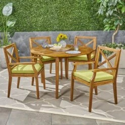 Christopher Knight Home Mayne Outdoor Acacia Wood 5 Piece Dining Set With Cushions -Ckhome2u Store GUEST 38ffecb2 9f62 41c6 80da 40c453dec4bd