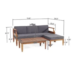 Christopher Knight Home Sloane Outdoor Acacia Wood 3 Seater Sofa Chat Set With Ottoman, Teak And Dark Gray -Ckhome2u Store GUEST 3b6f598c 7118 4ea2 bdff 2a5031dd2825