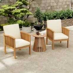 Christopher Knight Home Pascal 3 Piece Patio Acacia Wood Club Chairs With Round Coffee Table -Ckhome2u Store GUEST 3ddc9c70 a5e5 4dc2 9e59 e89b863cb763