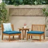 Yadira 3pc Acacia Wood Chat Set - Teak/Dark Teal - Christopher Knight Home -Ckhome2u Store GUEST 400928e5 66a9 4a54 ab16 0c596dce721c