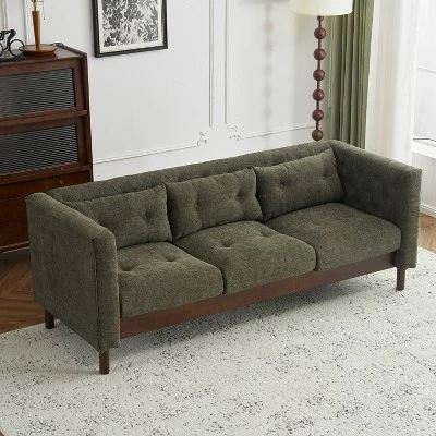 78"W Sofa Couch, Modern Upholstered 3-seater Sofa Chair With Tufted Design For Living Room -Christopher Knight Home 1 78"W Sofa Couch, Modern Upholstered 3-seater Sofa Chair With Tufted Design For Living Room -Christopher Knight Home